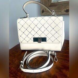 Michael Kors White and Silver Top Handle Crossbody bag